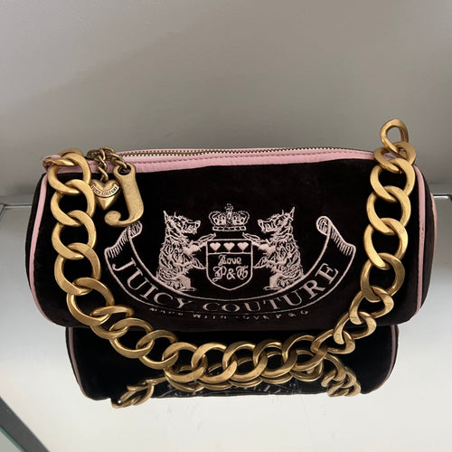 VINTAGE SUPER RARE Juicy Couture Brown Velour Barrel Bag