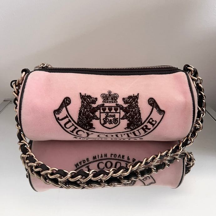 VINTAGE Juicy Couture Pink Velour Barrel Bag