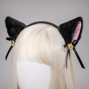 Cat Girl Headband with Bells (Black)