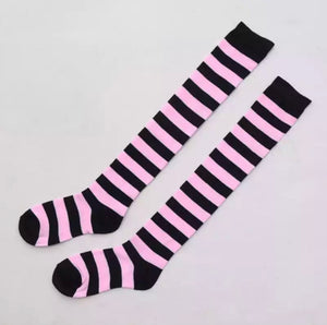 Pink/Black Striped Stockings