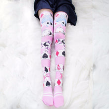 Load image into Gallery viewer, Alice In Wonderland Knee High Socks (Purple)