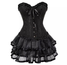 Load image into Gallery viewer, Corset Matching Layered Mini Skirt (Black)