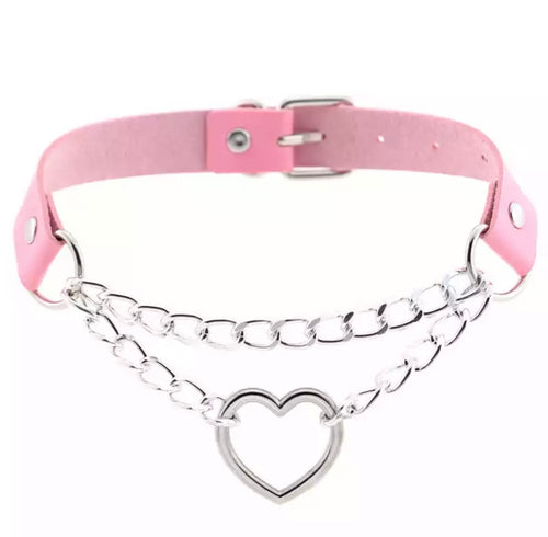 Heart Chain Choker (Pink)