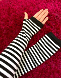 White/Black Striped Arm Sleeves