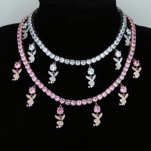 Load image into Gallery viewer, Icy Playgirl Rhinestone Necklace (Rose Pink)