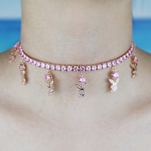 Load image into Gallery viewer, Icy Playgirl Rhinestone Necklace (Rose Pink)