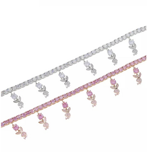 Icy Playgirl Rhinestone Necklace (Rose Pink)