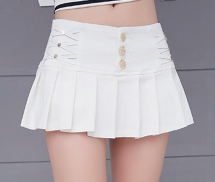 Super Mini Pleated Skirt (White)